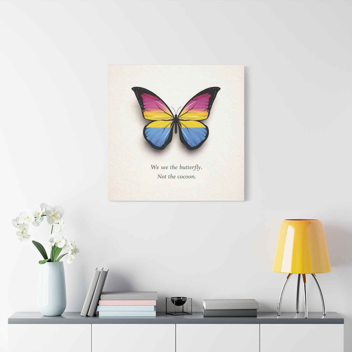 pan pride butterfly | metamorphosis series canvas wall art