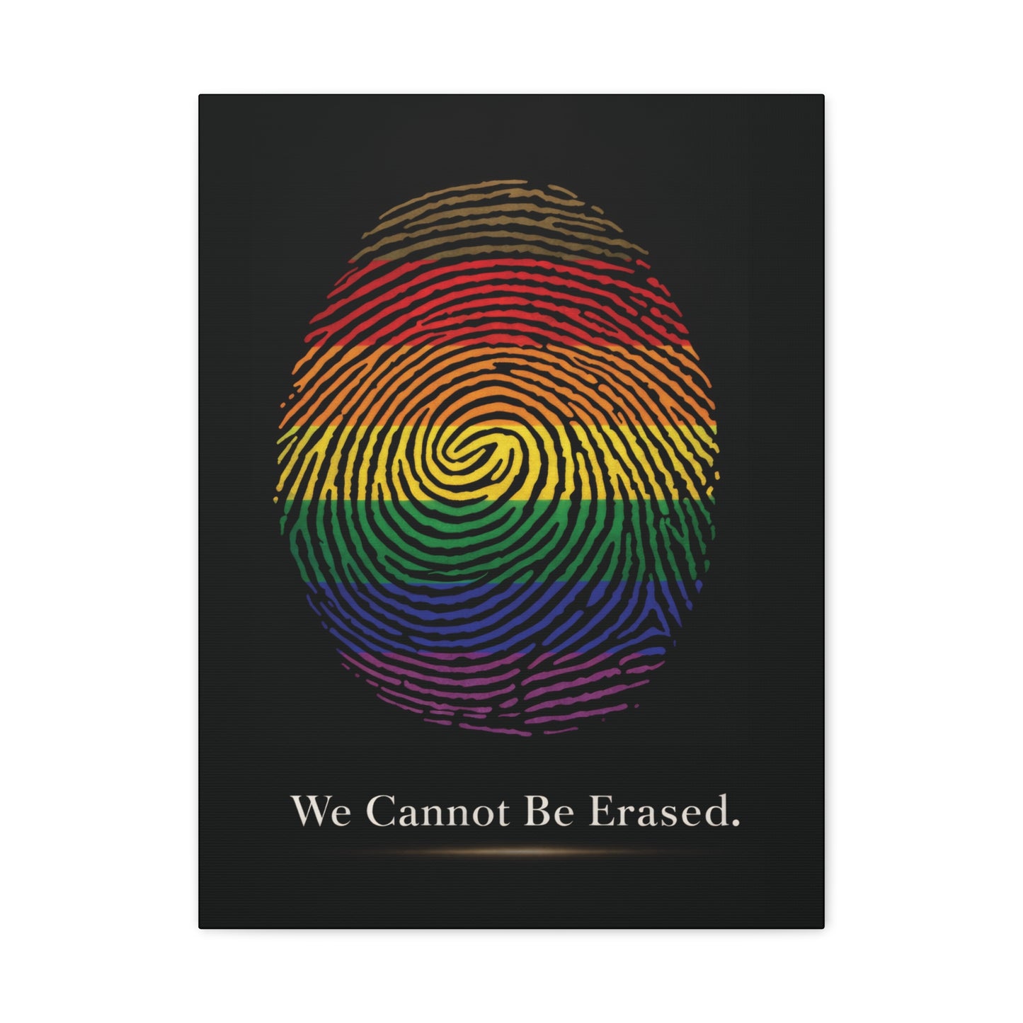 we cannot be erased | lgbtq pride fingerprint canvas wall art