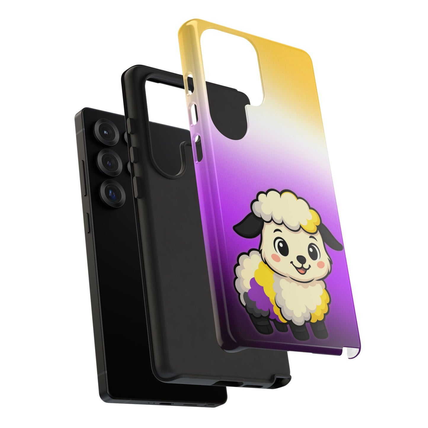 "nonbibaaary" – nonbinary pride sheep android tough phone case