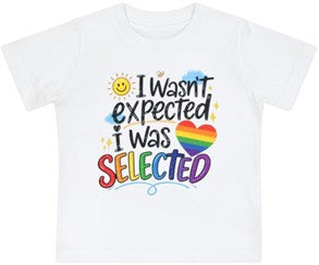 “i wasn’t expected; i was selected” baby jersey t-shirt