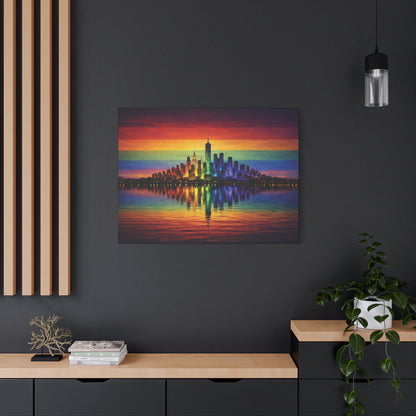 City of Us | LGBTQ Pride Rainbow Skyline Canvas Wall Art