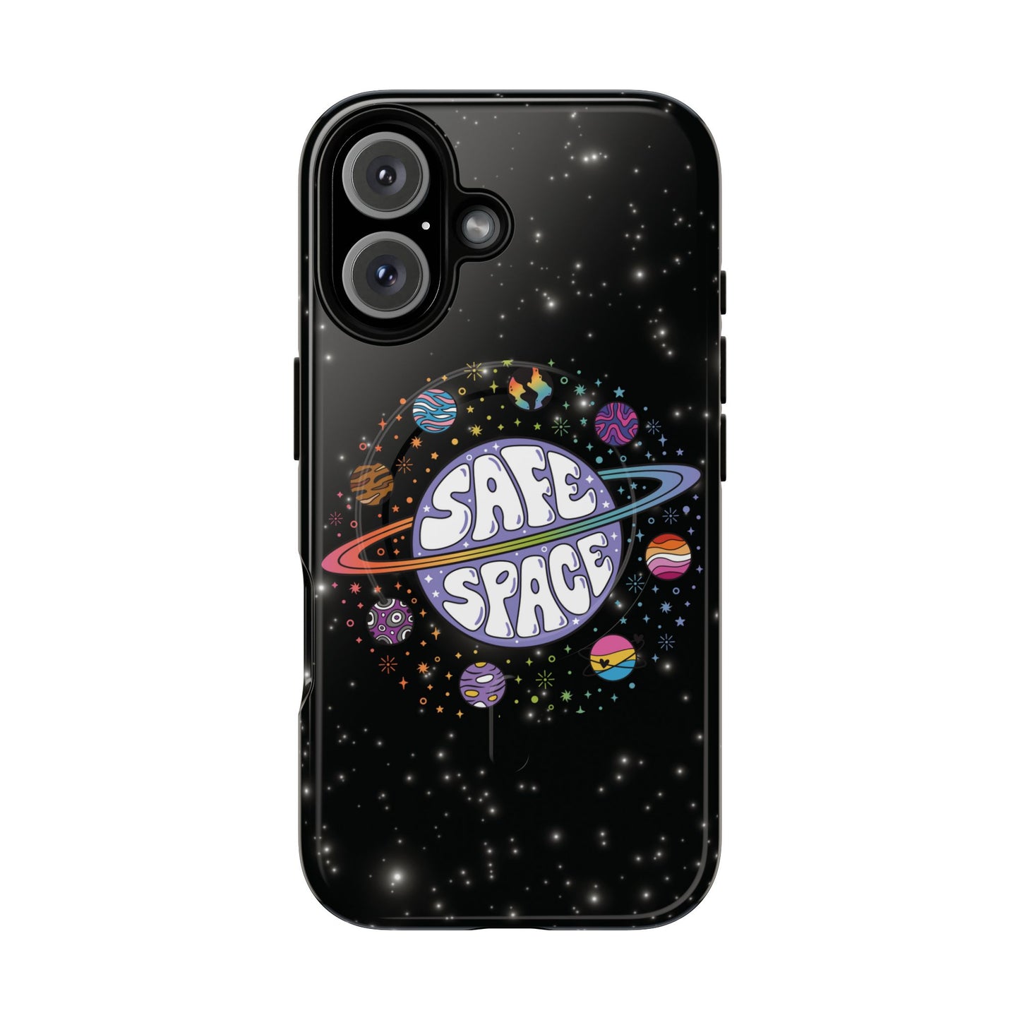 "safe space" lgbtqia+ pride galaxy magsafe® iphone case