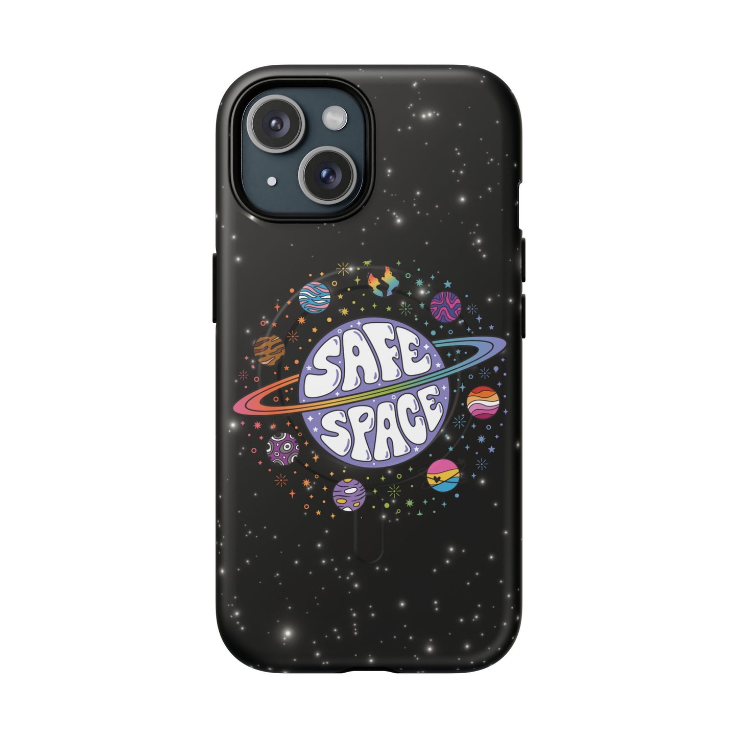 "safe space" lgbtqia+ pride galaxy magsafe® iphone case