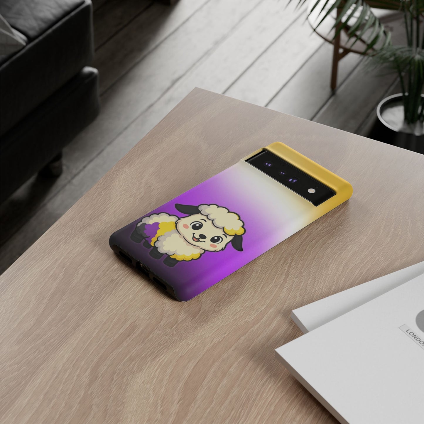 "nonbibaaary" – nonbinary pride sheep android tough phone case