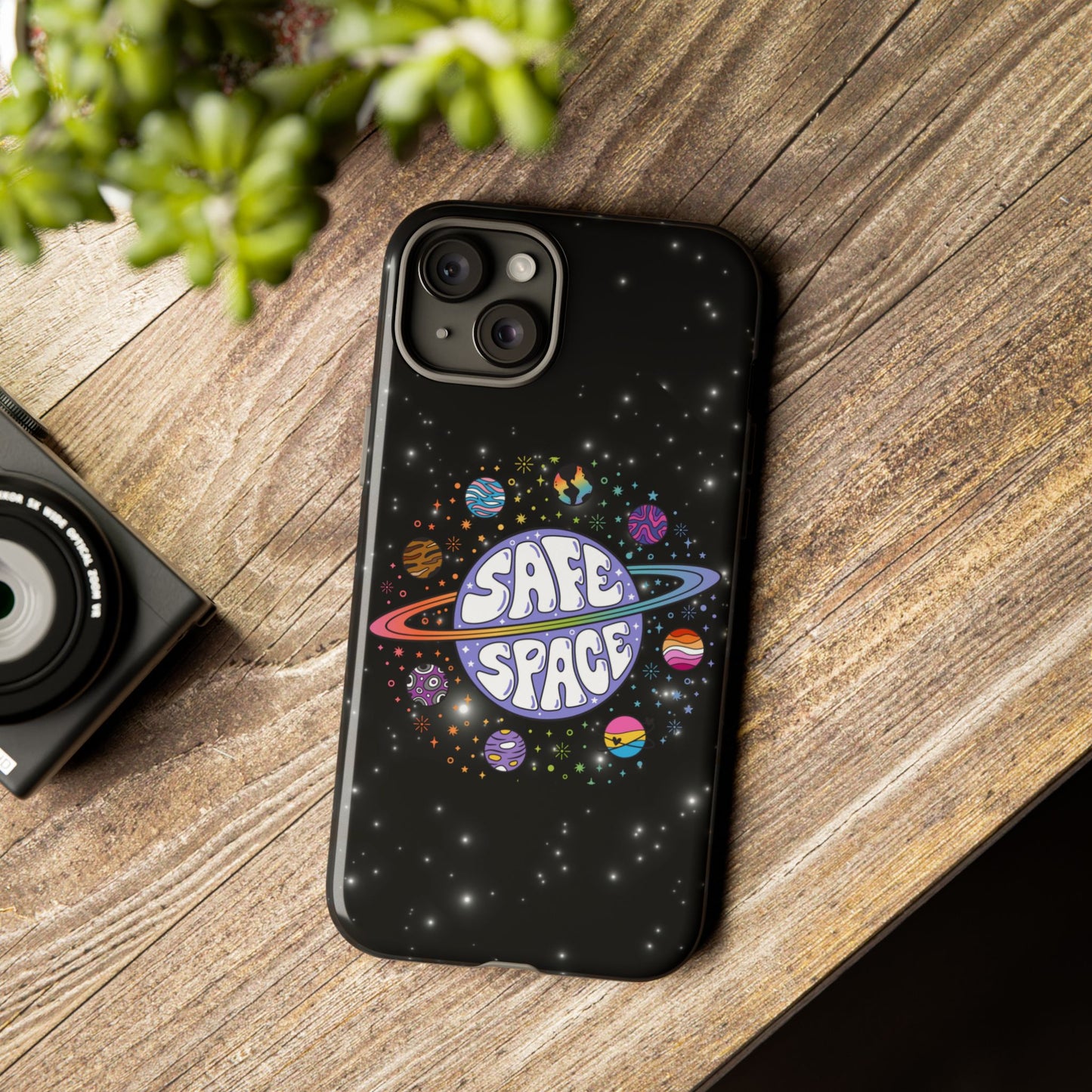"safe space" lgbtqia+ pride galaxy android tough phone case