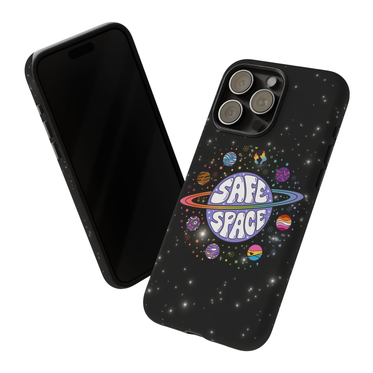 "safe space" lgbtqia+ pride galaxy android tough phone case