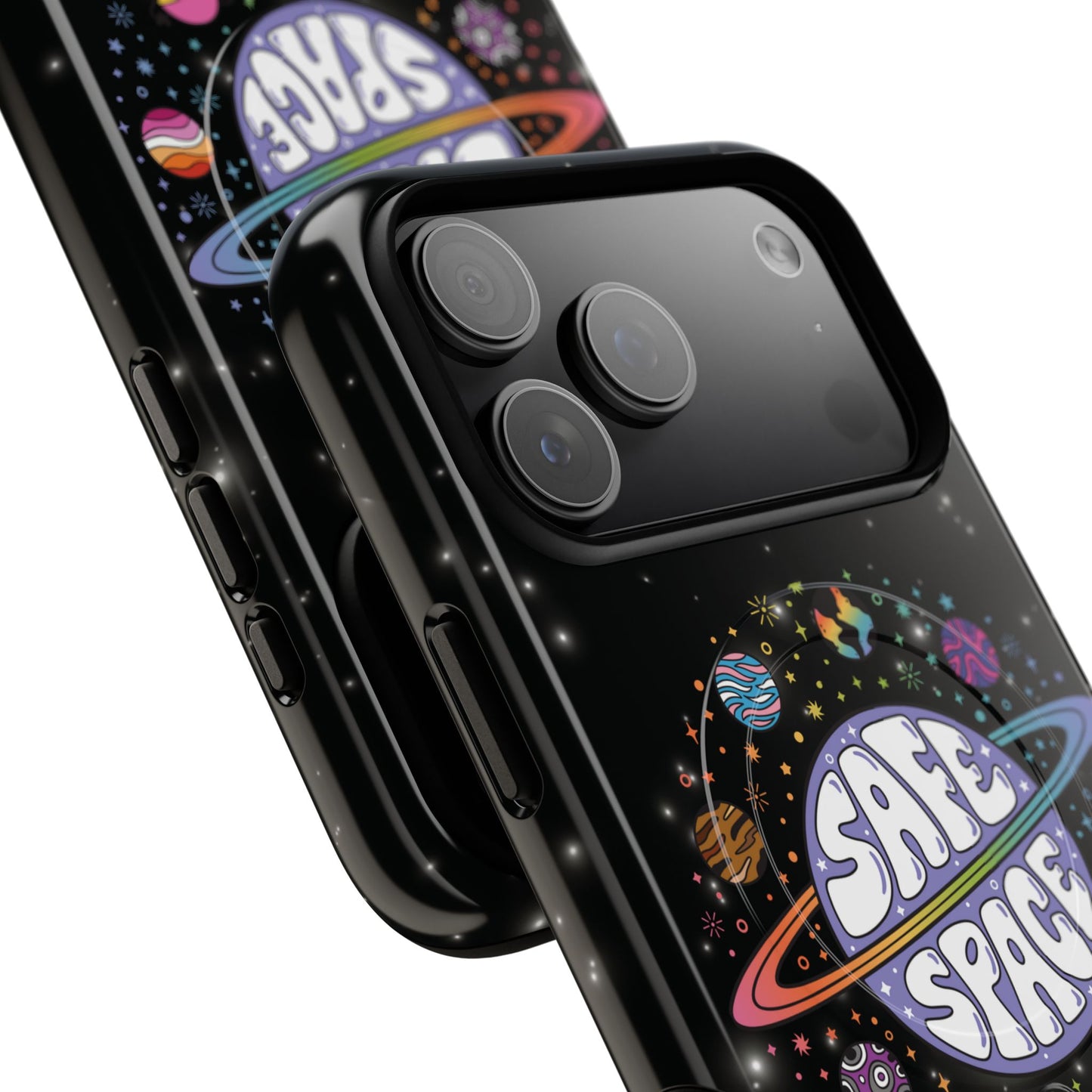 "safe space" lgbtqia+ pride galaxy magsafe® iphone case