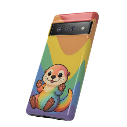 “Otterly Queer” – Retro Rainbow Pride Otter Android Tough Phone Case