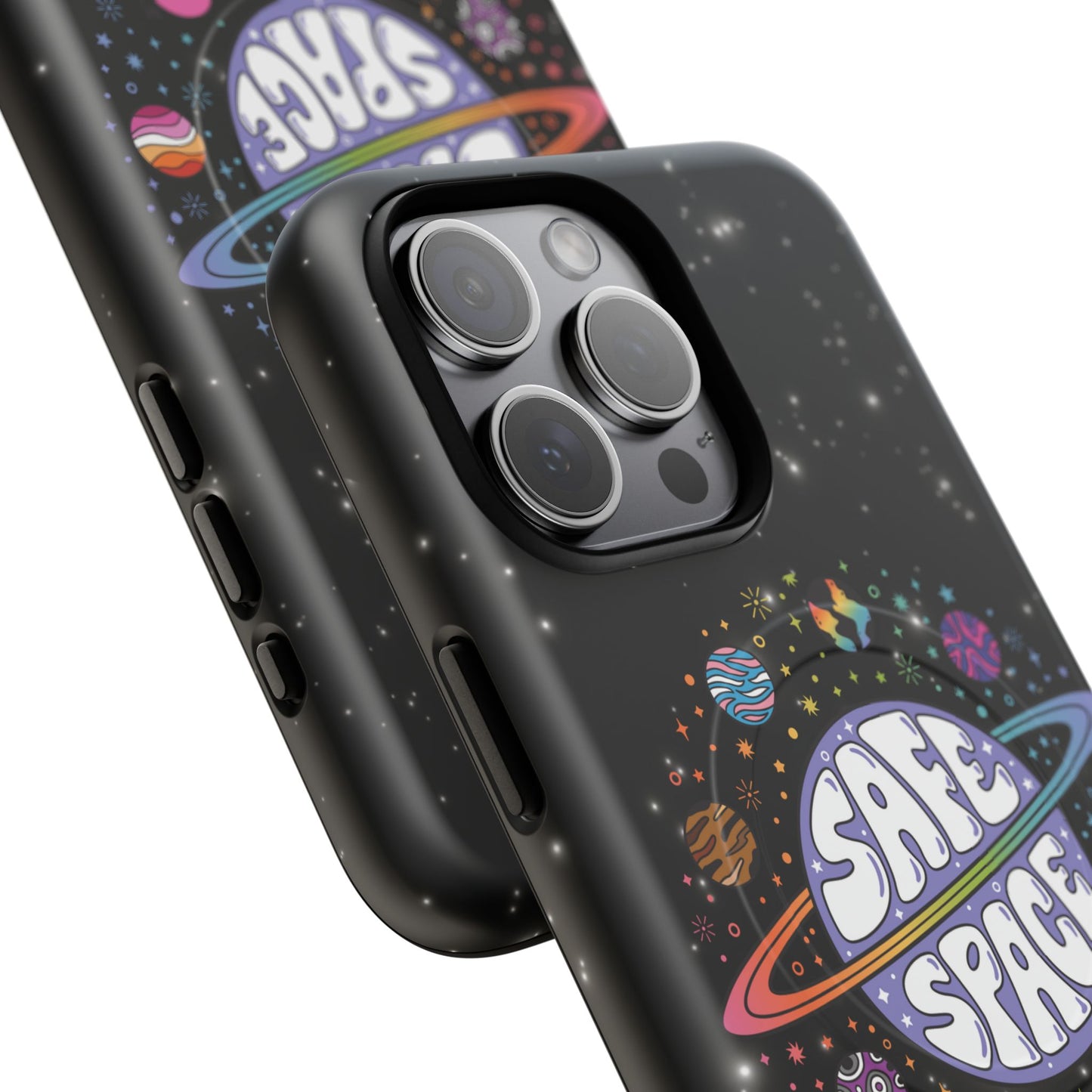 "safe space" lgbtqia+ pride galaxy magsafe® iphone case