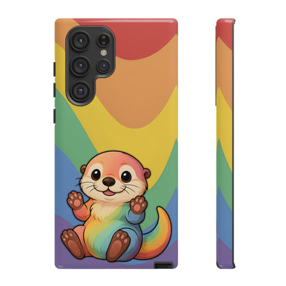 “Otterly Queer” – Retro Rainbow Pride Otter Android Tough Phone Case