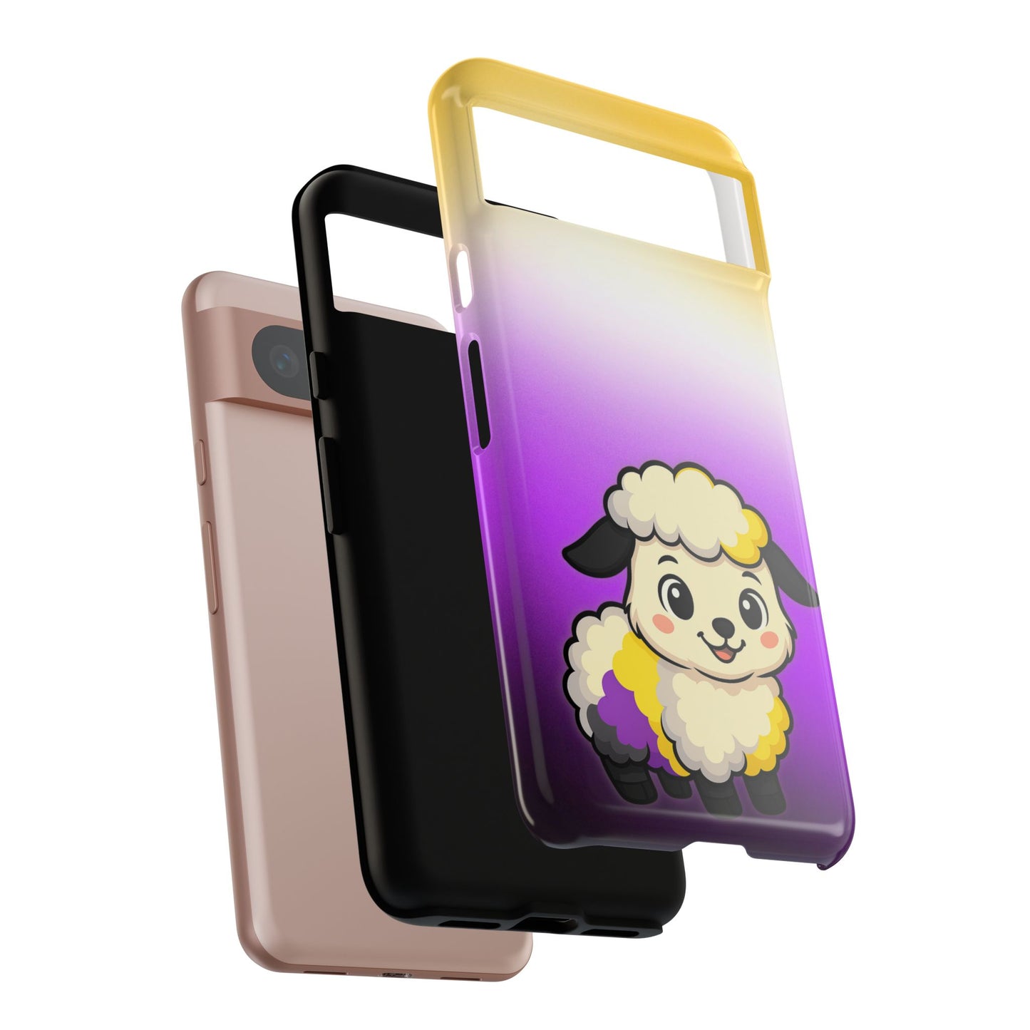 "nonbibaaary" – nonbinary pride sheep android tough phone case