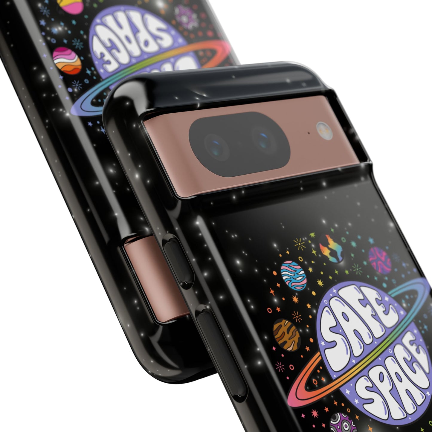 "safe space" lgbtqia+ pride galaxy android tough phone case