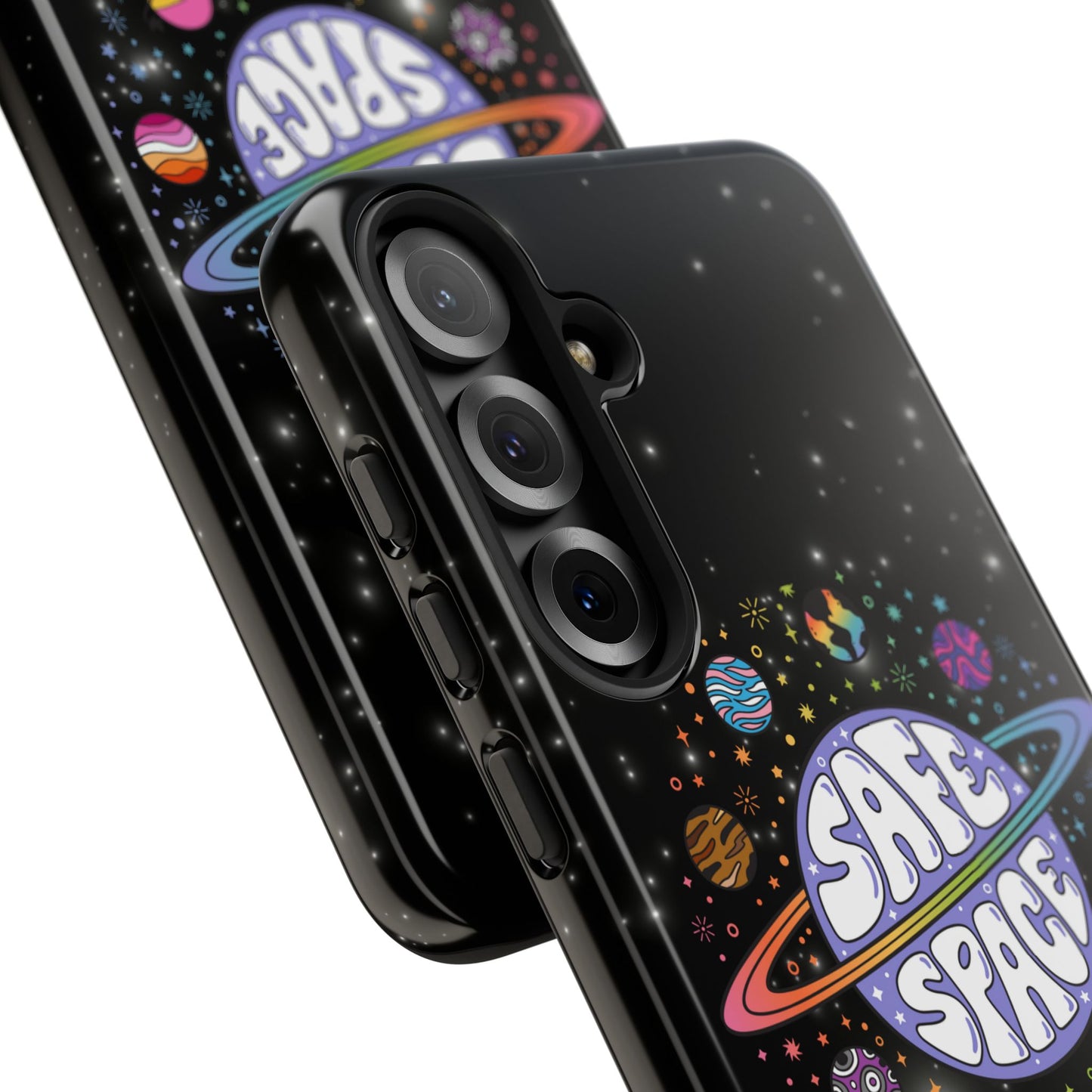 "safe space" lgbtqia+ pride galaxy android tough phone case
