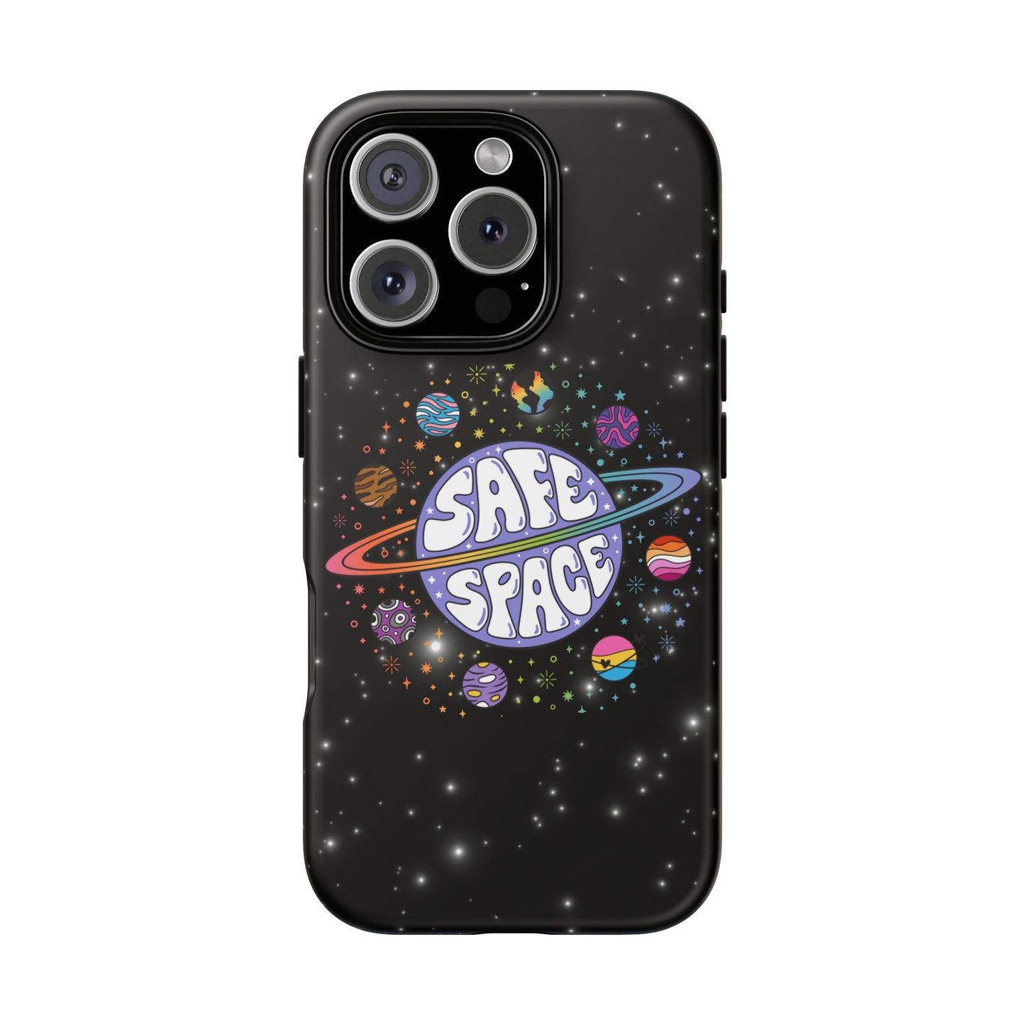 "safe space" lgbtqia+ pride galaxy android tough phone case