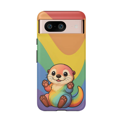 “Otterly Queer” – Retro Rainbow Pride Otter Android Tough Phone Case
