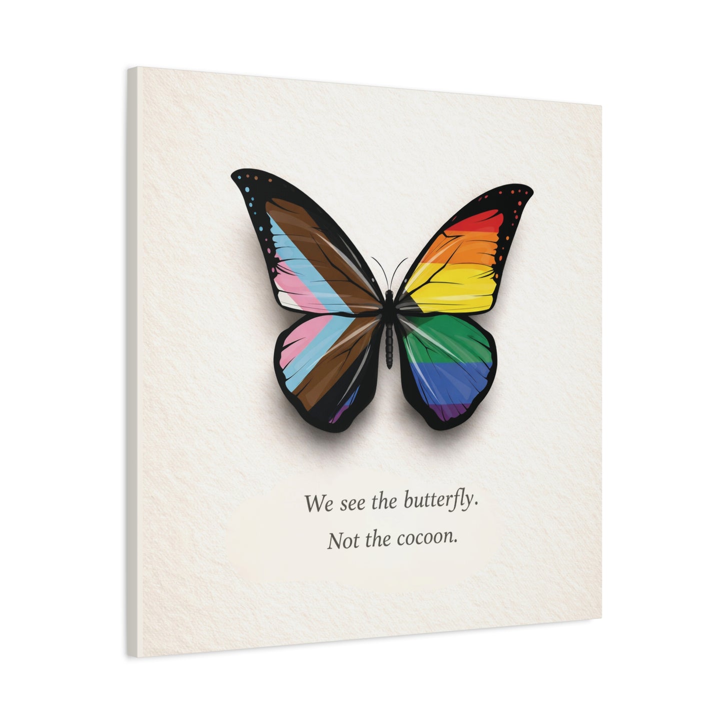 progress rainbow pride butterfly | metamorphosis series canvas wall art