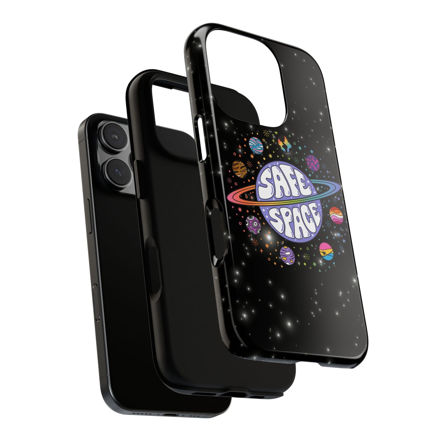 "safe space" lgbtqia+ pride galaxy android tough phone case