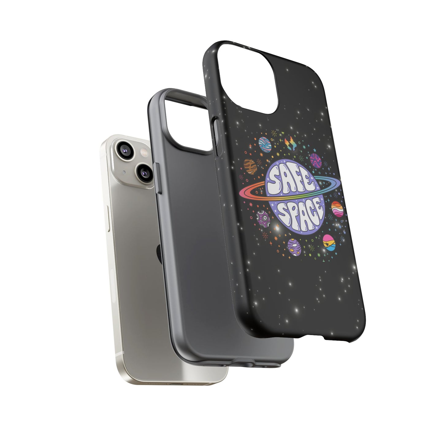 "safe space" lgbtqia+ pride galaxy android tough phone case