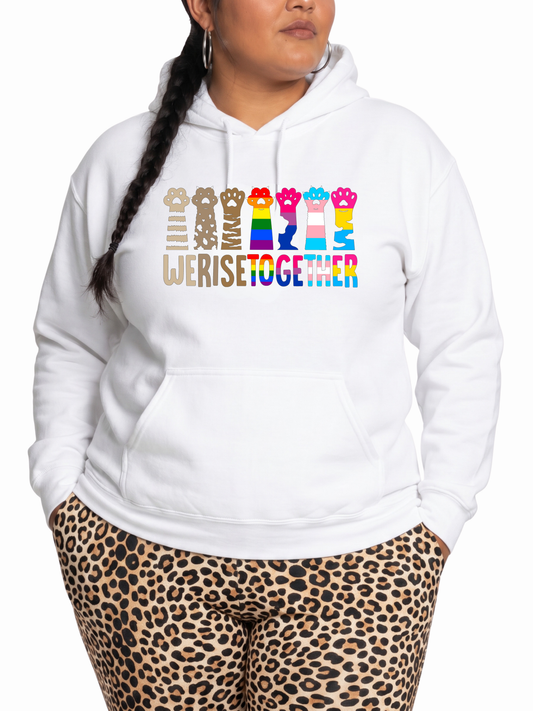 We Rise Together Unisex Hoodie – Human Pride Collection