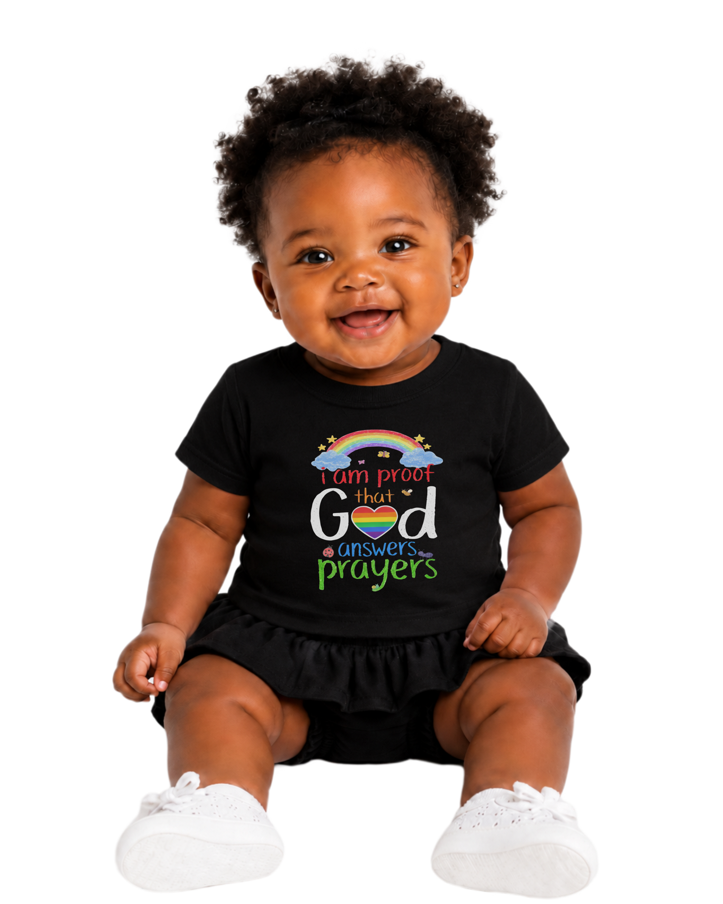 “god answers prayers” baby jersey t-shirt