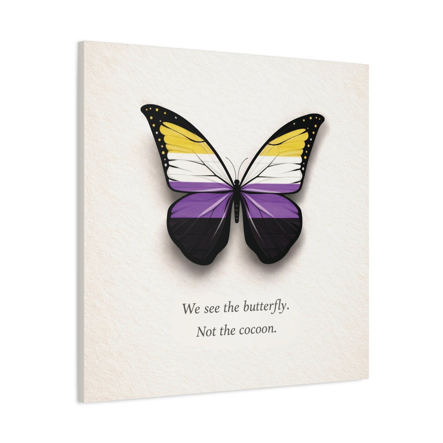 nonbinary pride butterfly | metamorphosis series canvas wall art