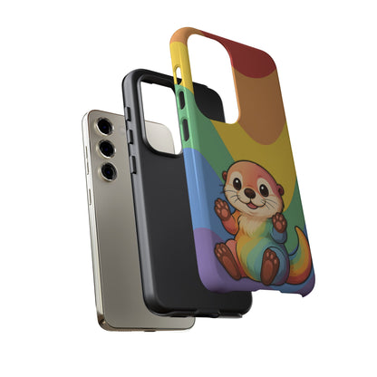 “Otterly Queer” – Retro Rainbow Pride Otter Android Tough Phone Case