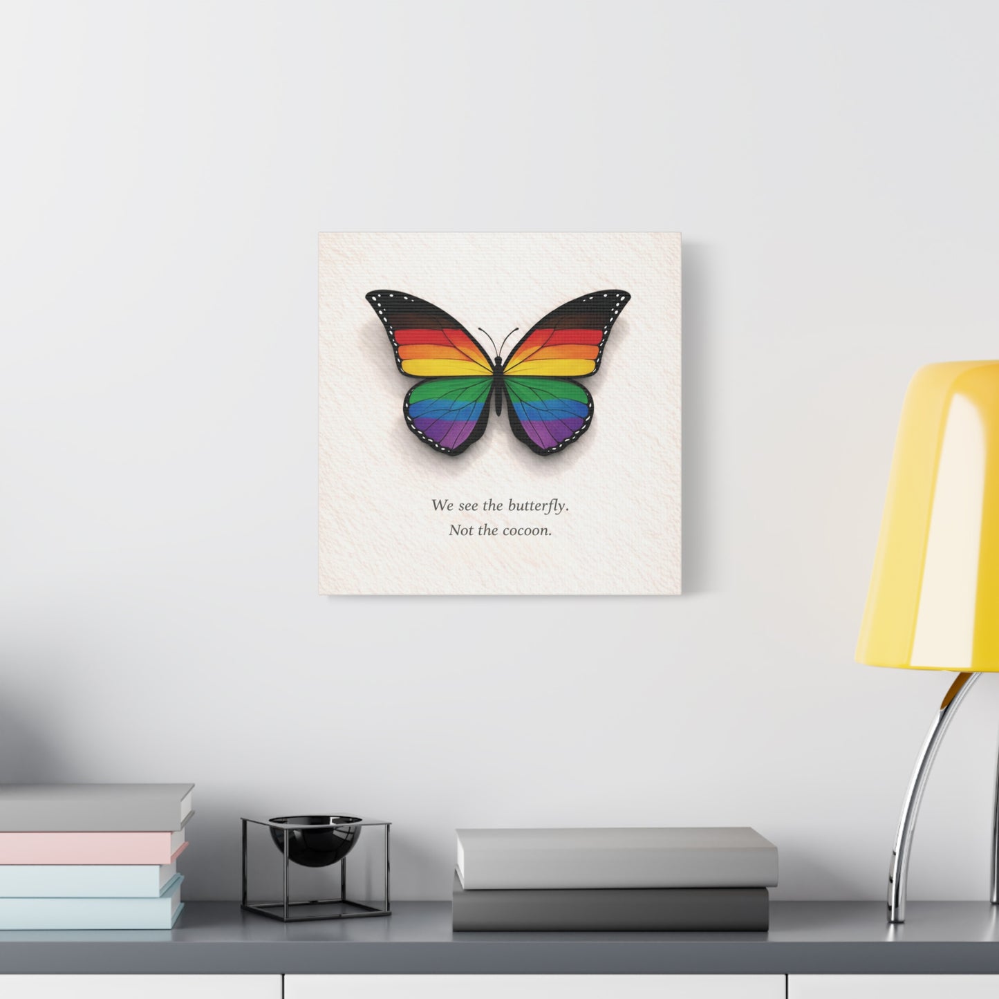 philly rainbow pride butterfly | metamorphosis series canvas wall art
