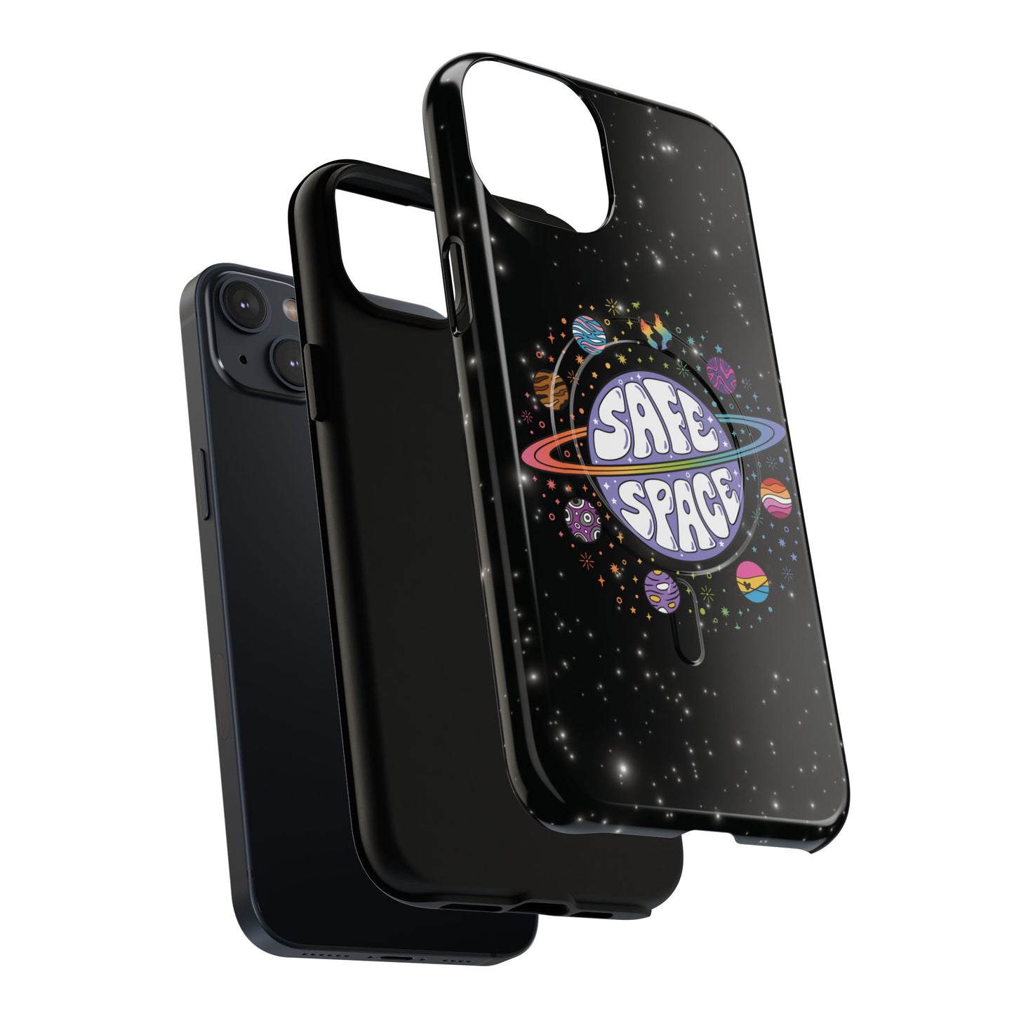 "safe space" lgbtqia+ pride galaxy magsafe® iphone case