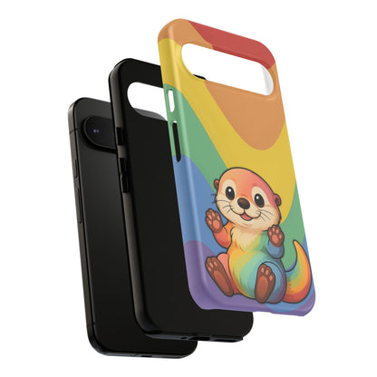 “Otterly Queer” – Retro Rainbow Pride Otter Android Tough Phone Case