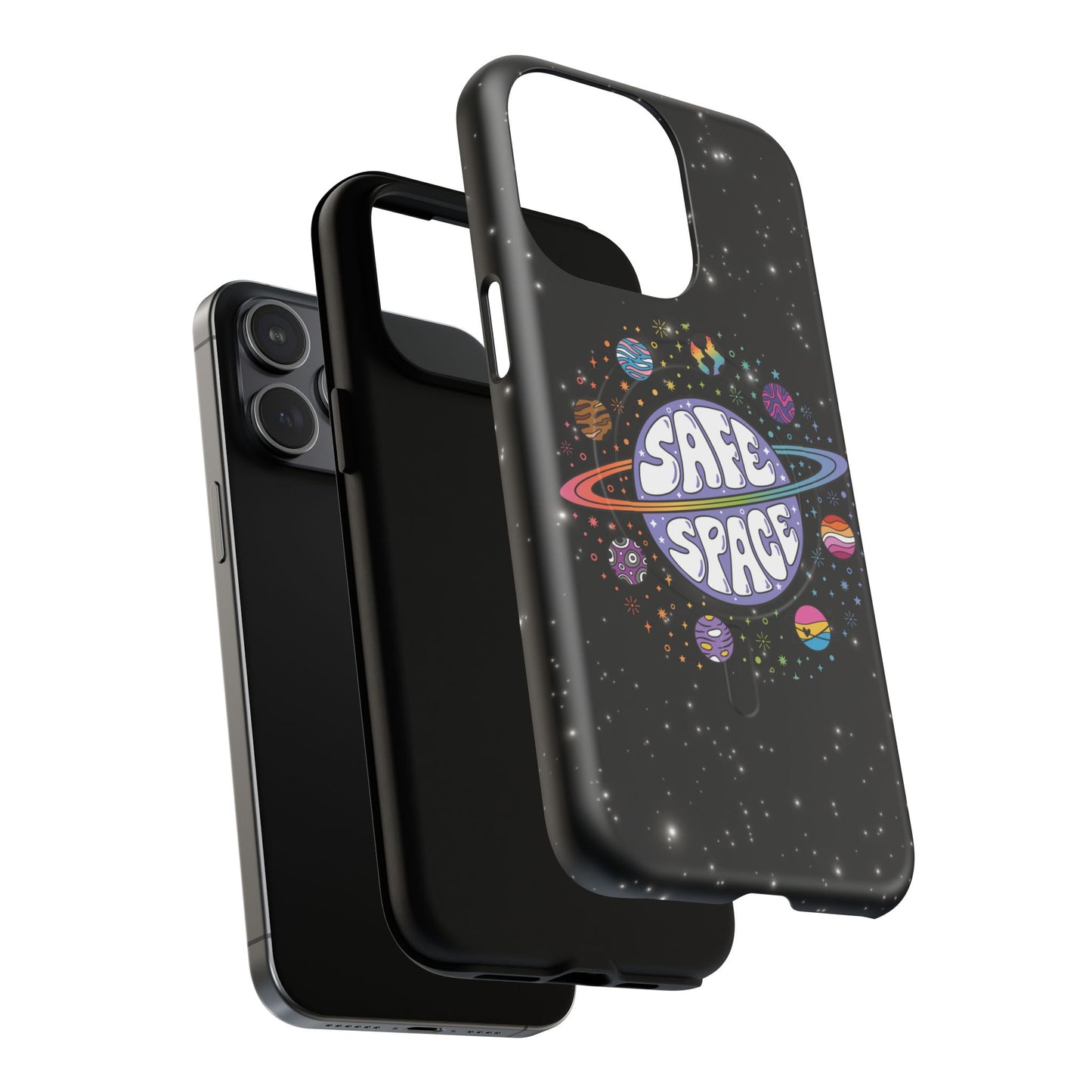 "safe space" lgbtqia+ pride galaxy magsafe® iphone case