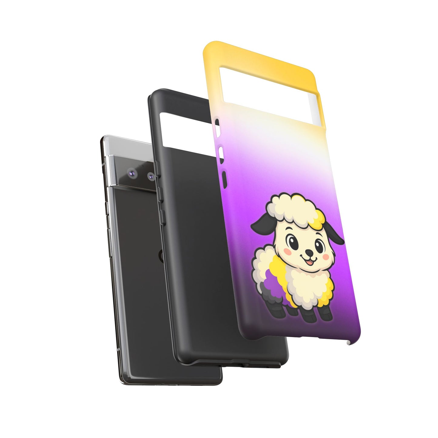 "nonbibaaary" – nonbinary pride sheep android tough phone case