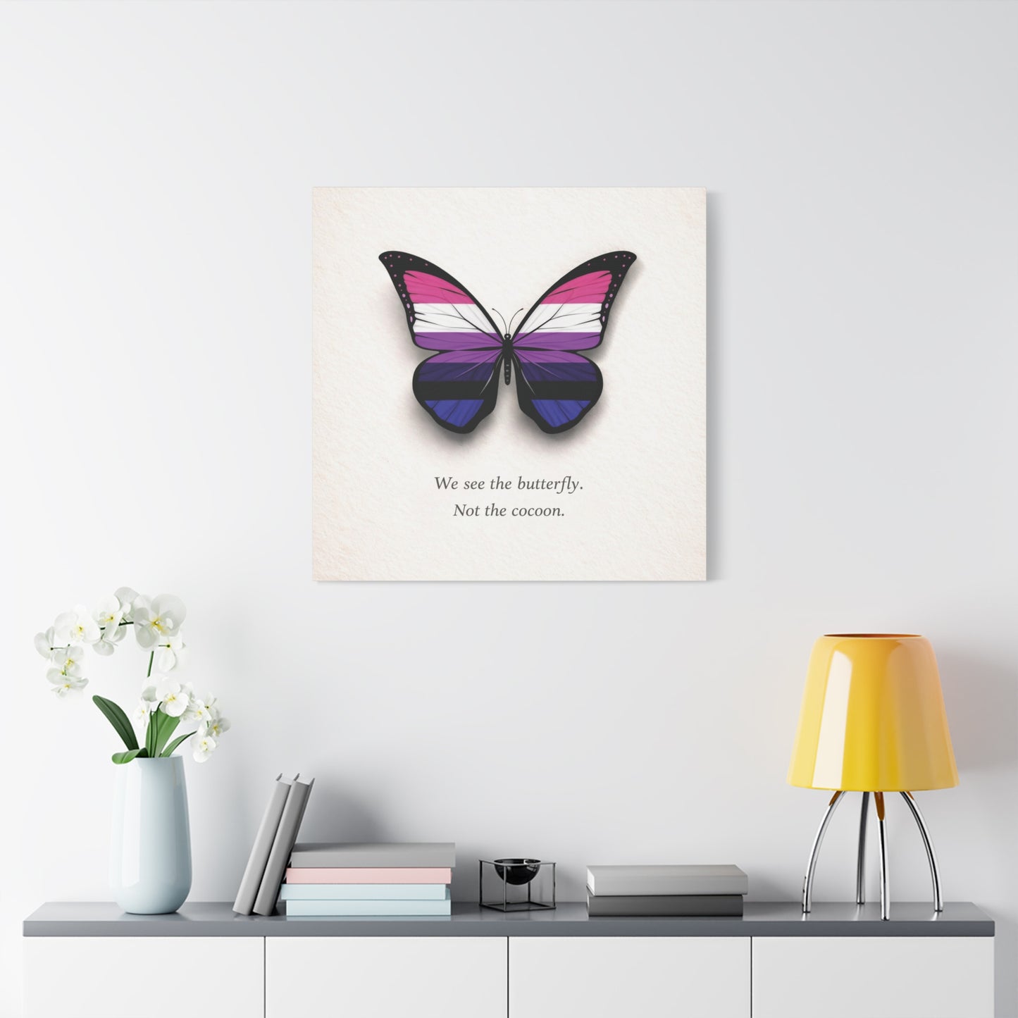 genderfluid pride butterfly | metamorphosis series canvas wall art