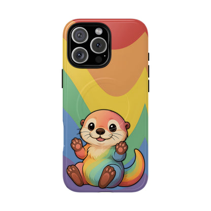“Otterly Queer” – Retro Rainbow Pride Otter MagSafe® iPhone Tough Case