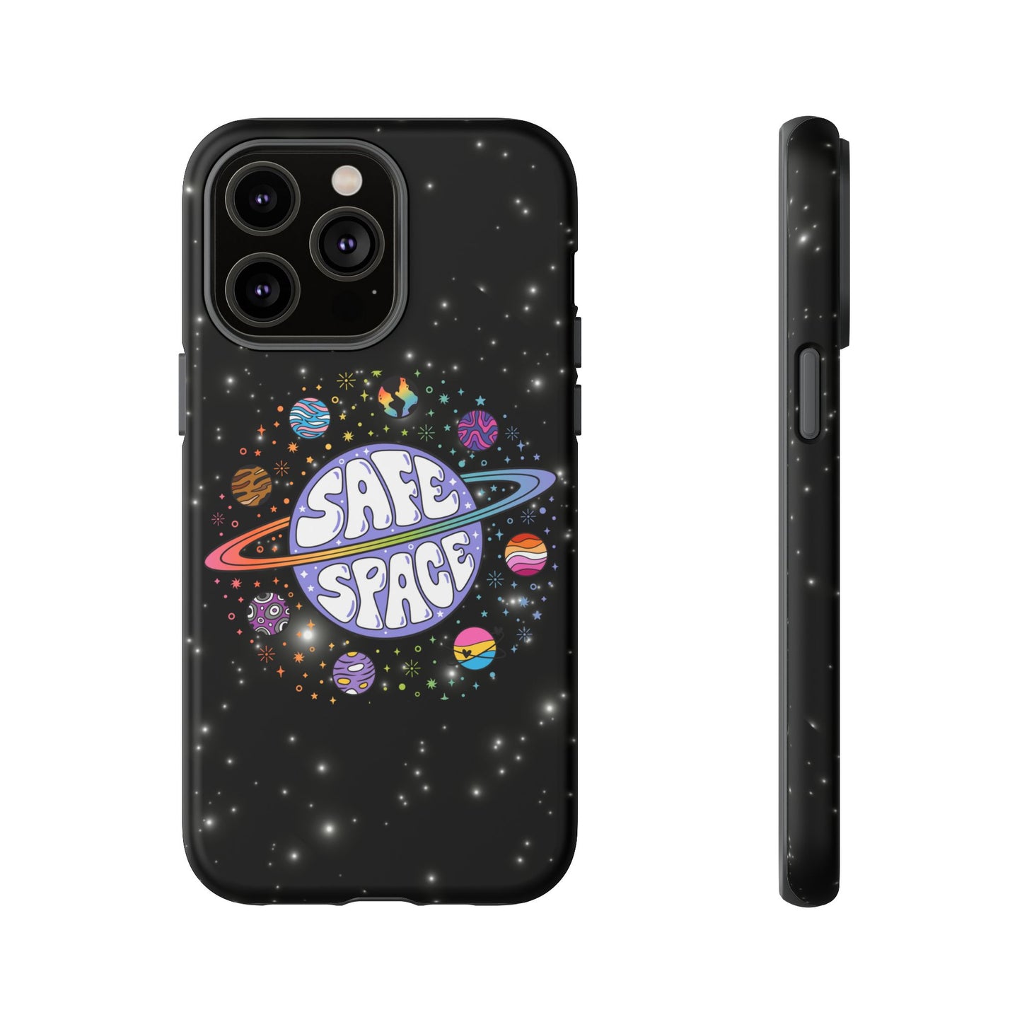 "safe space" lgbtqia+ pride galaxy android tough phone case