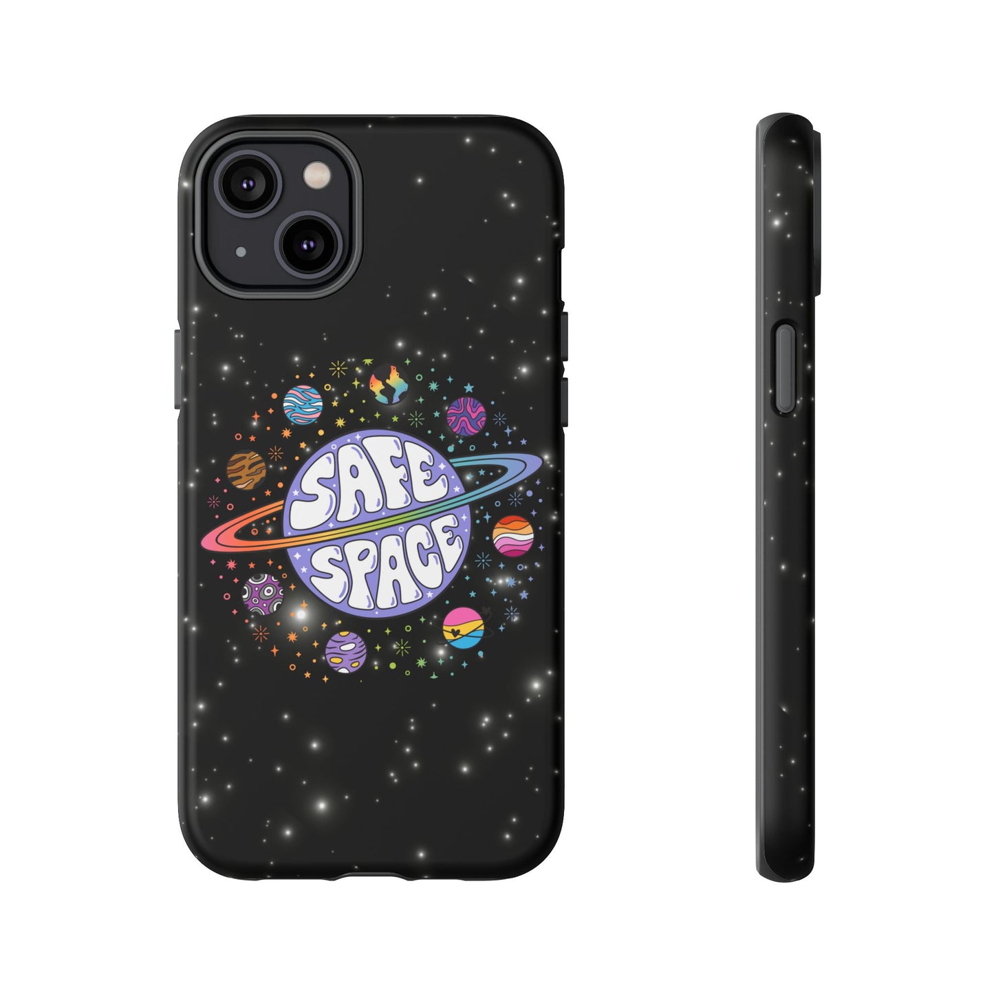 "safe space" lgbtqia+ pride galaxy android tough phone case