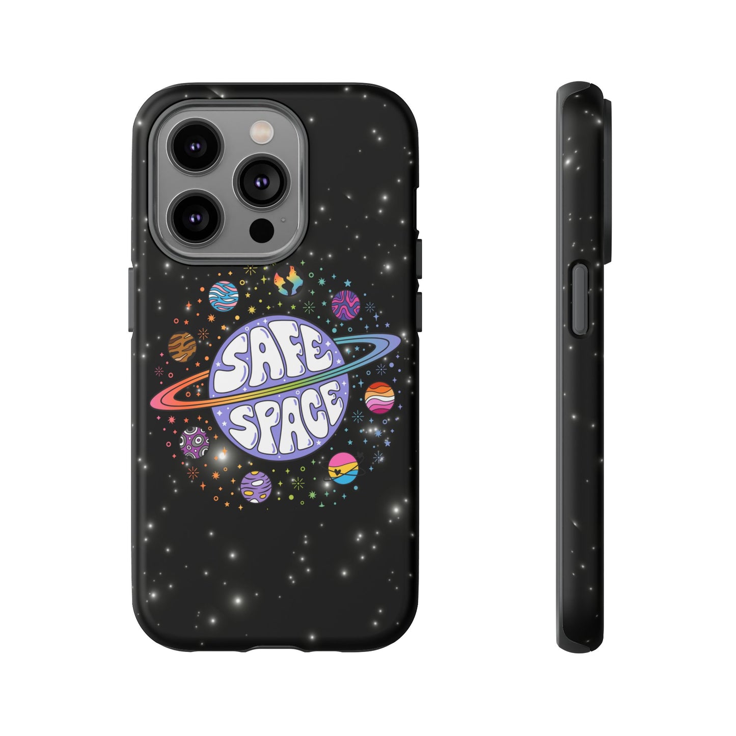 "safe space" lgbtqia+ pride galaxy android tough phone case