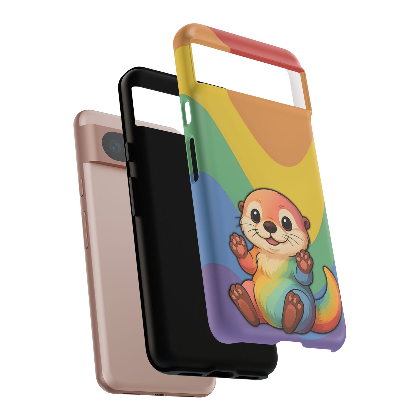 “otterly queer” – retro rainbow pride otter android tough phone case