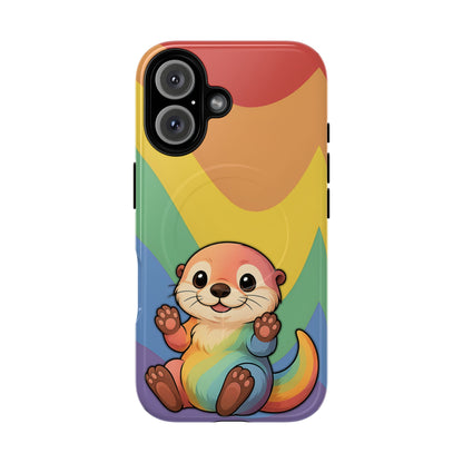 “Otterly Queer” – Retro Rainbow Pride Otter MagSafe® iPhone Tough Case