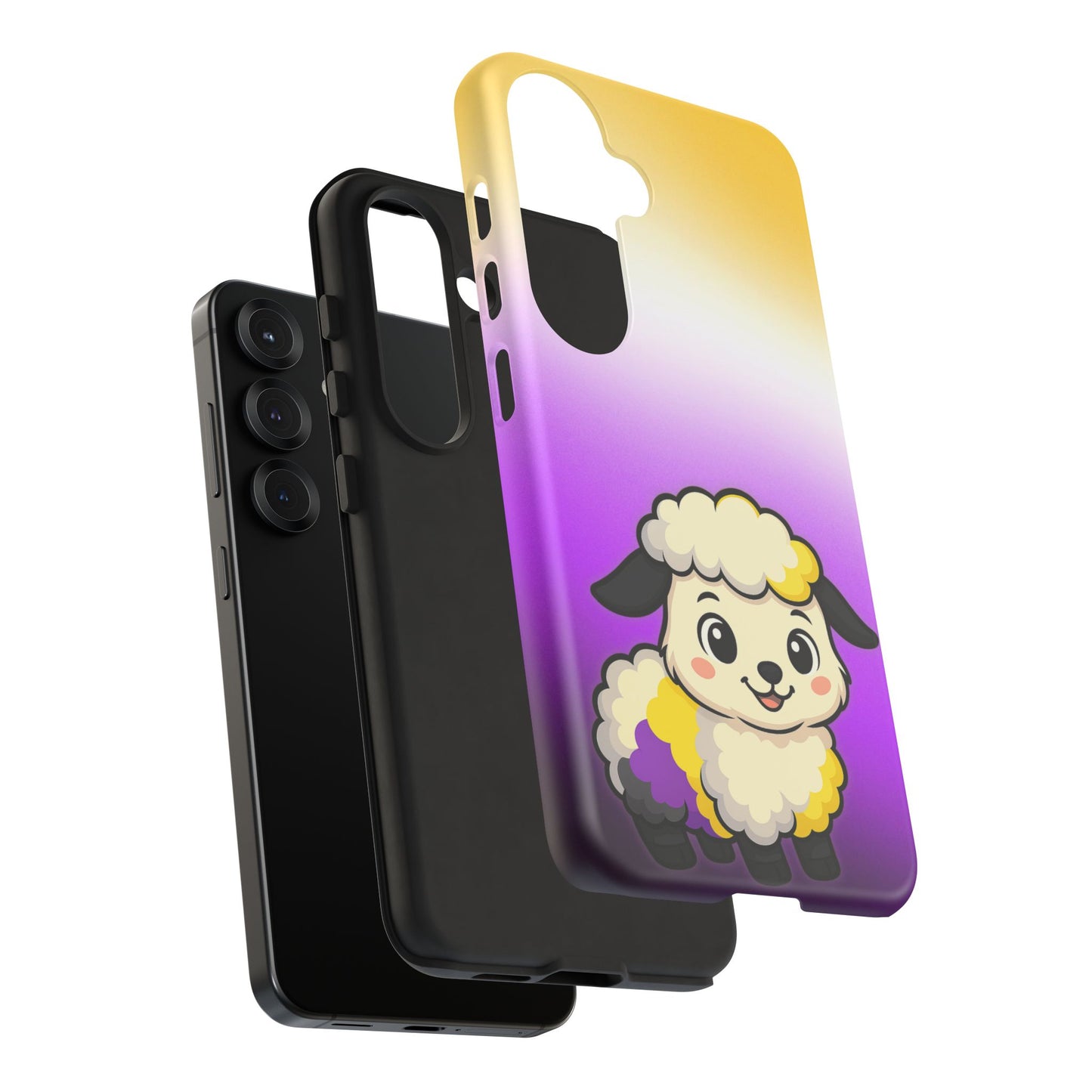 "nonbibaaary" – nonbinary pride sheep android tough phone case