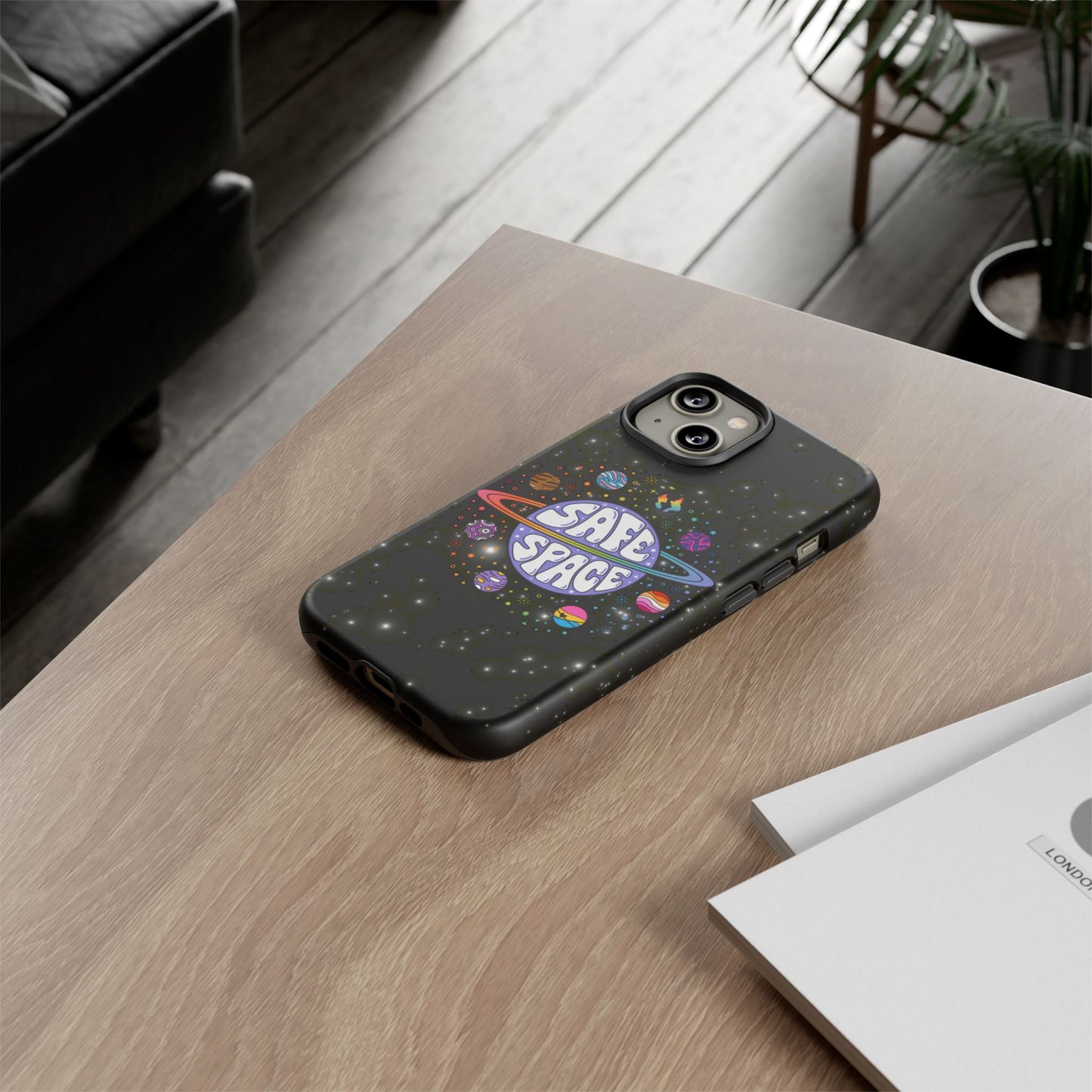 "safe space" lgbtqia+ pride galaxy android tough phone case
