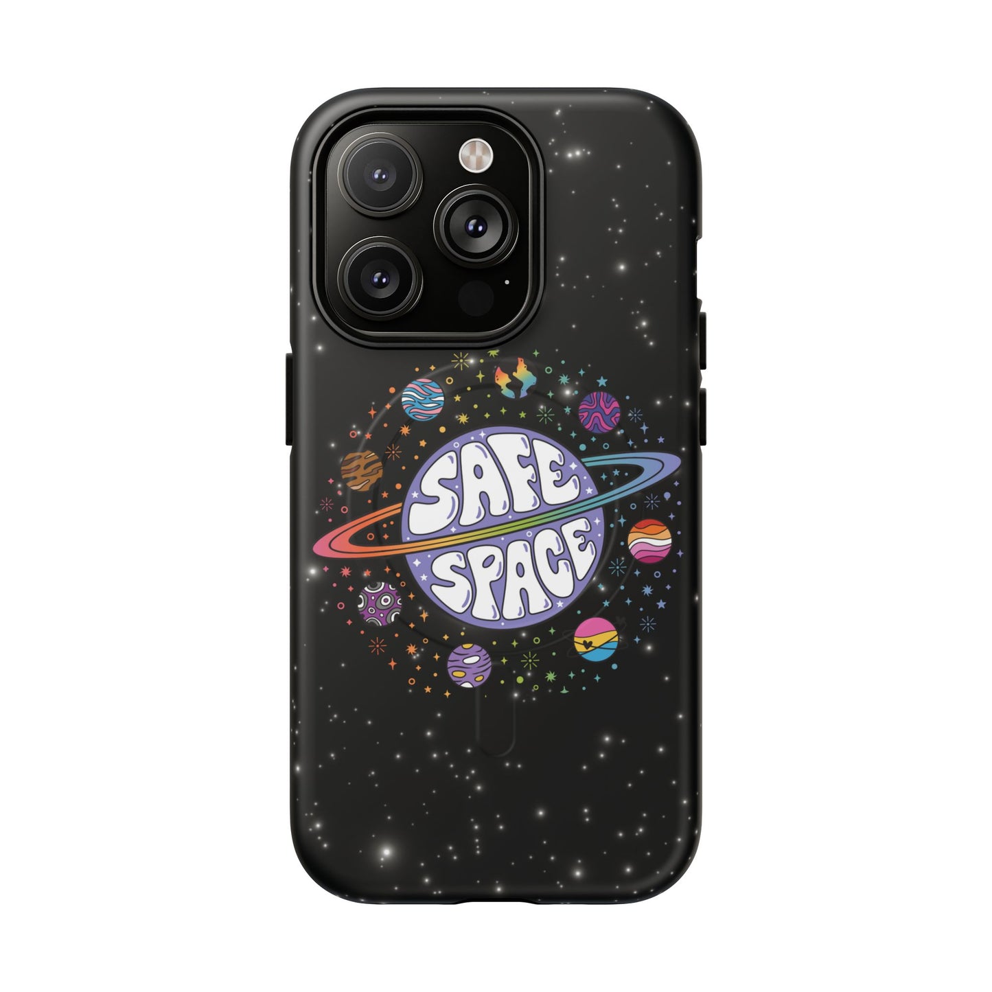 "safe space" lgbtqia+ pride galaxy magsafe® iphone case