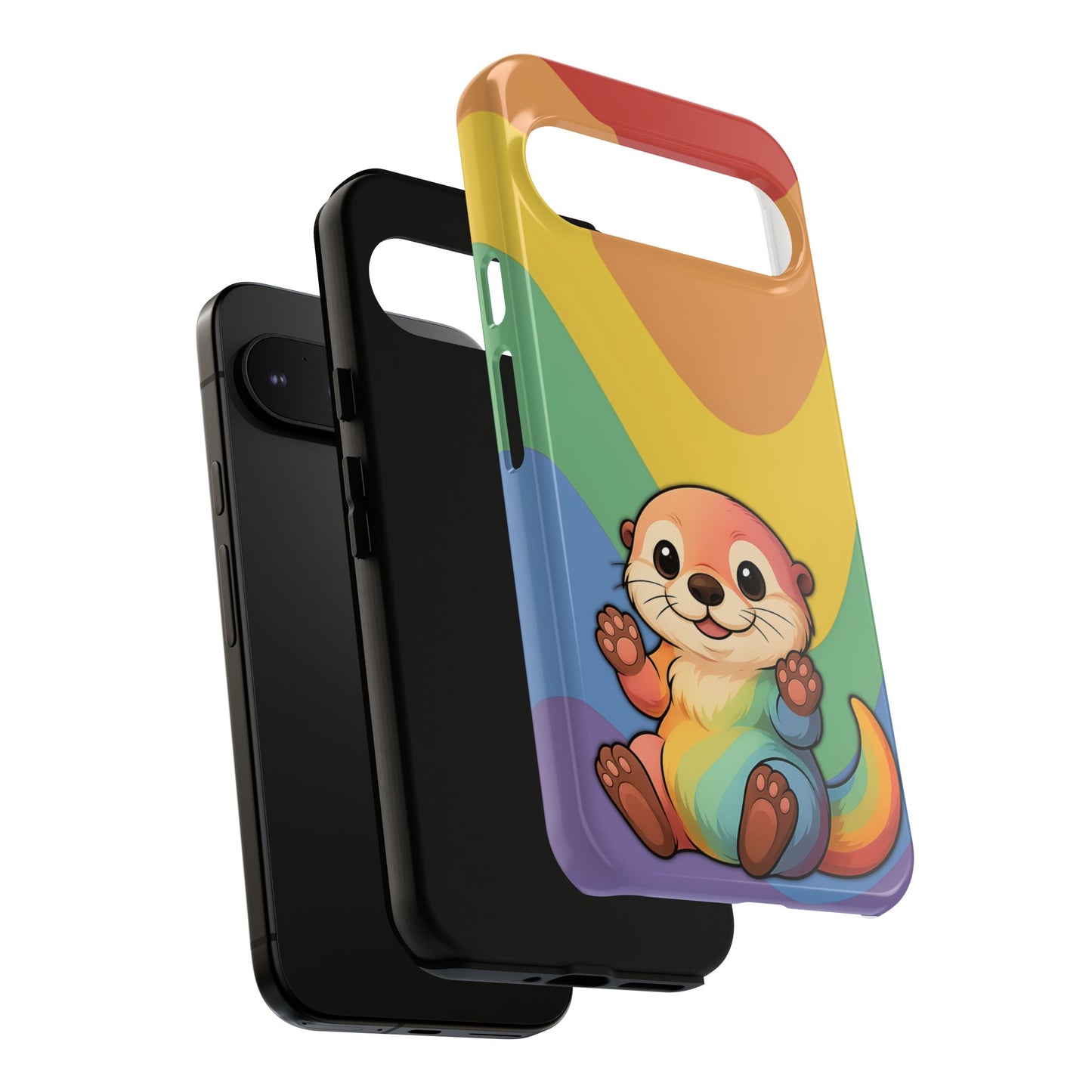 “otterly queer” – retro rainbow pride otter android tough phone case