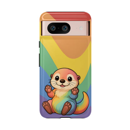 “Otterly Queer” – Retro Rainbow Pride Otter Android Tough Phone Case