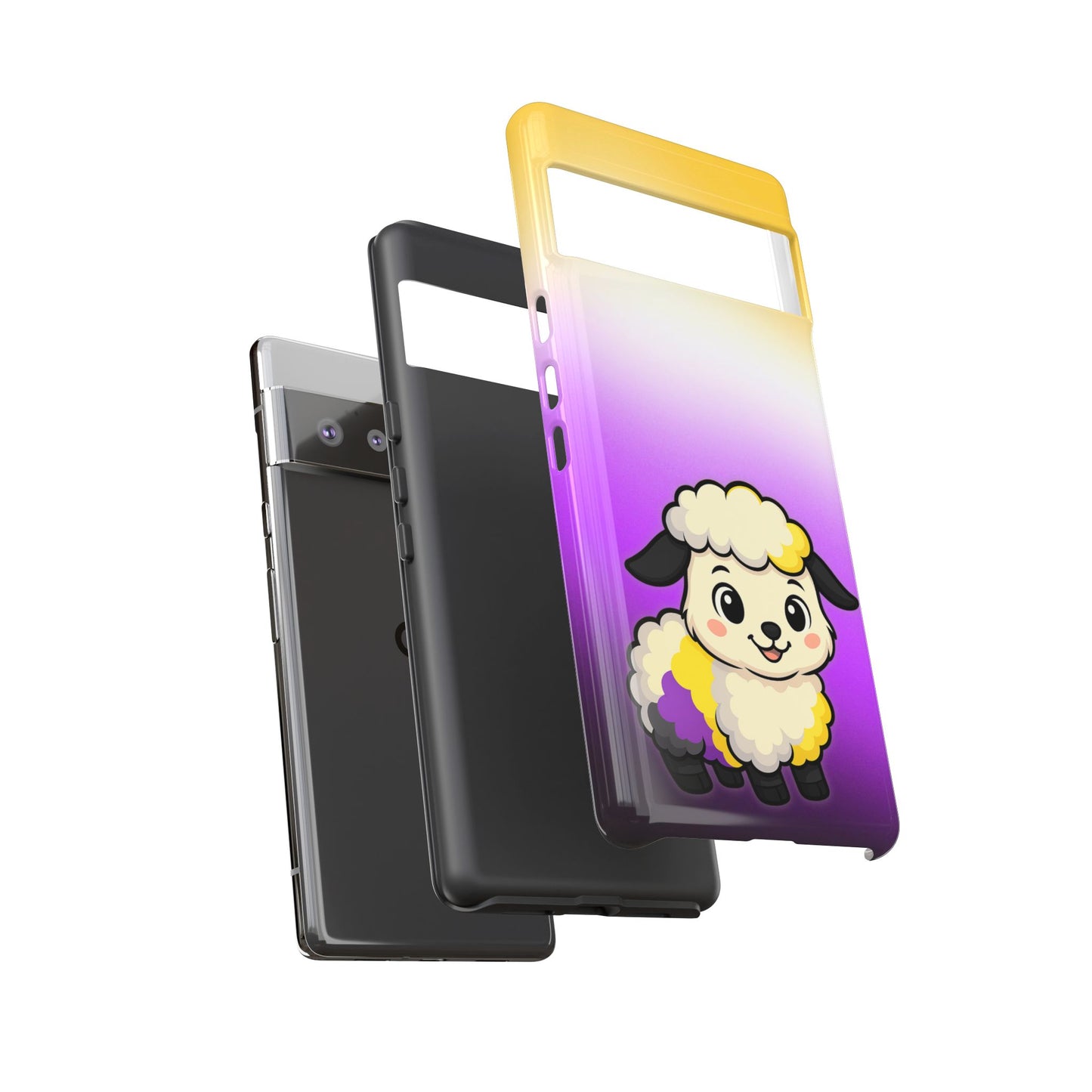"nonbibaaary" – nonbinary pride sheep android tough phone case