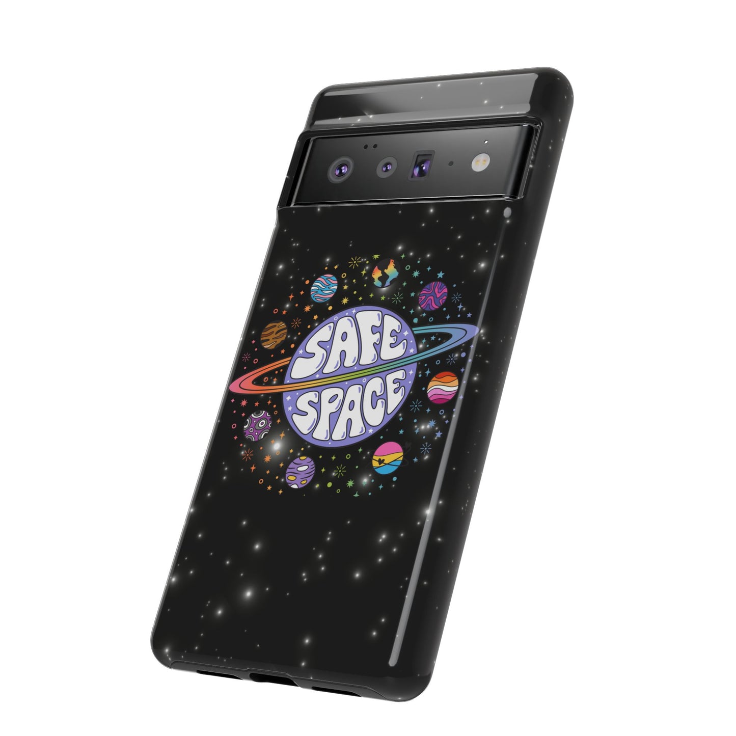 "safe space" lgbtqia+ pride galaxy android tough phone case