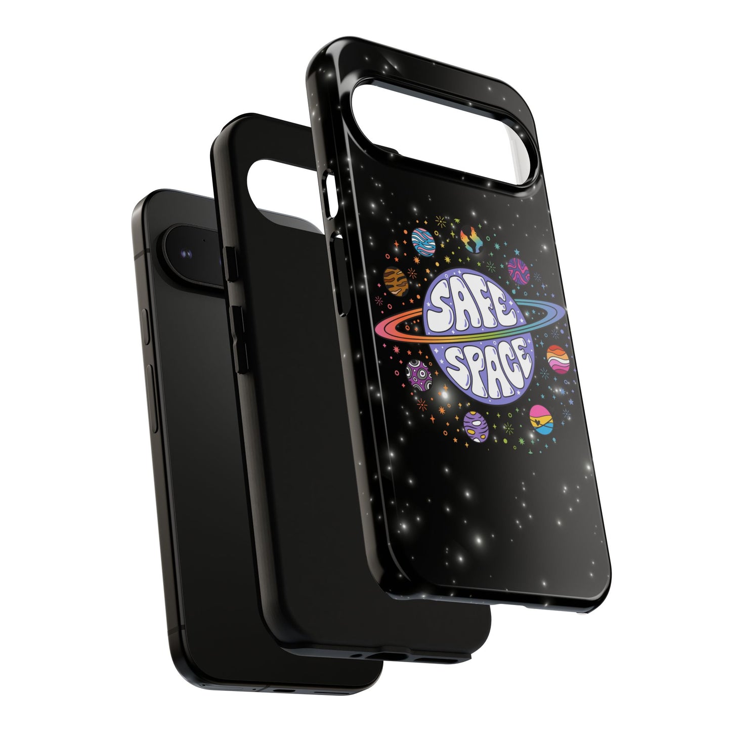 "safe space" lgbtqia+ pride galaxy android tough phone case