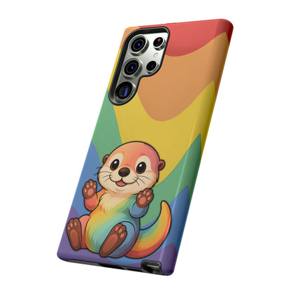 “Otterly Queer” – Retro Rainbow Pride Otter Android Tough Phone Case