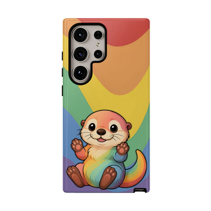 “Otterly Queer” – Retro Rainbow Pride Otter Android Tough Phone Case