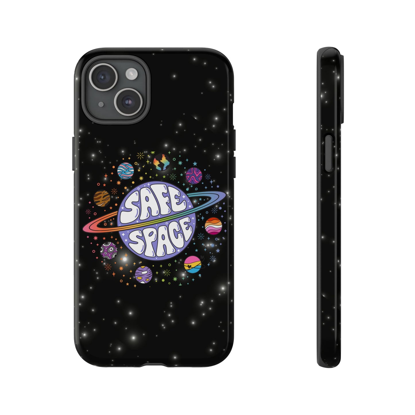 "safe space" lgbtqia+ pride galaxy android tough phone case