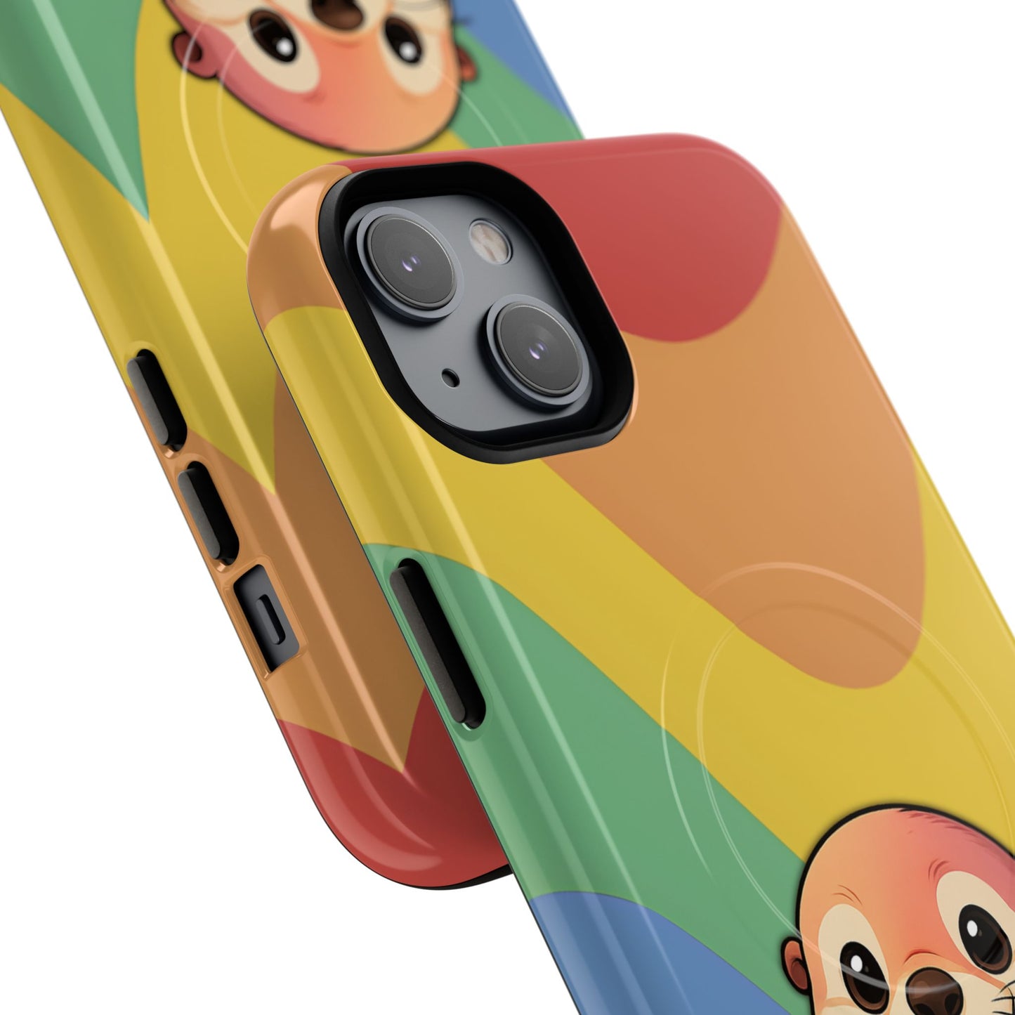 “otterly queer” – retro rainbow pride otter magsafe® iphone tough case